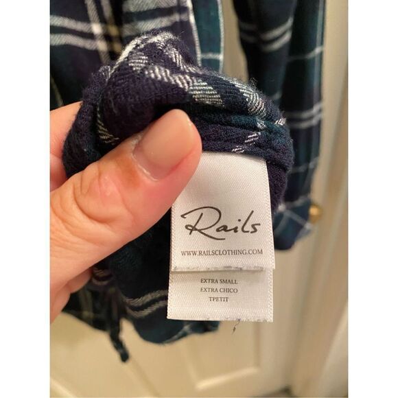 RAILS Hunter Button Down Plaid Shirt in Forest/Navy/White Womens XS - Picture 7 of 8